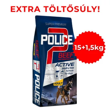POLICE ADULT Hypoallergenic Beef with Carrots&Rice (marha, sárgarépa, rizs) - TÚLTÖLTÖTT KISZERELÉS! (15 + 1,5 kg)