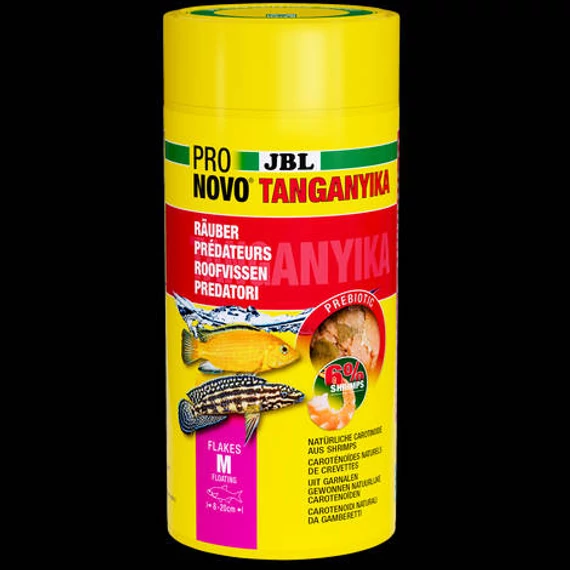 JBL ProNovo Tanganyika Flakes "M" - 8-20 cm-es akváriumi alaptáppehely ragadozó sügéreknek (1000ml/170g)