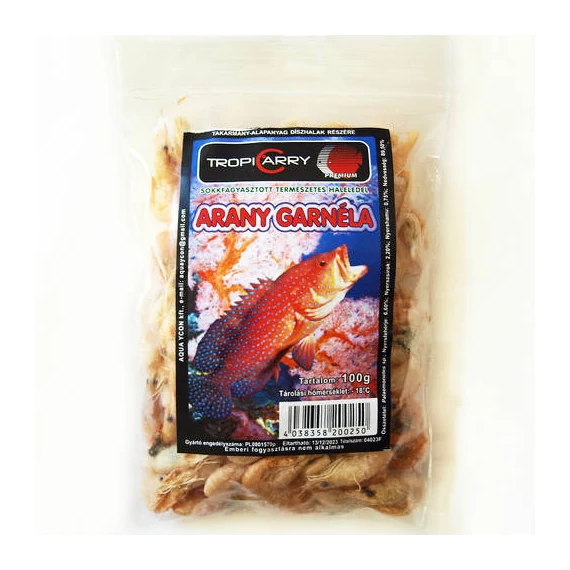 Fagyasztott TropiCarry Arany Garnéla - díszhalak részére (100g)