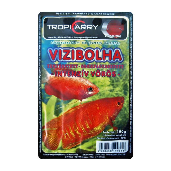 Fagyasztott TropiCarry Vizibolha (intenzív vörös) - díszhalak részére (100g/30 adag)