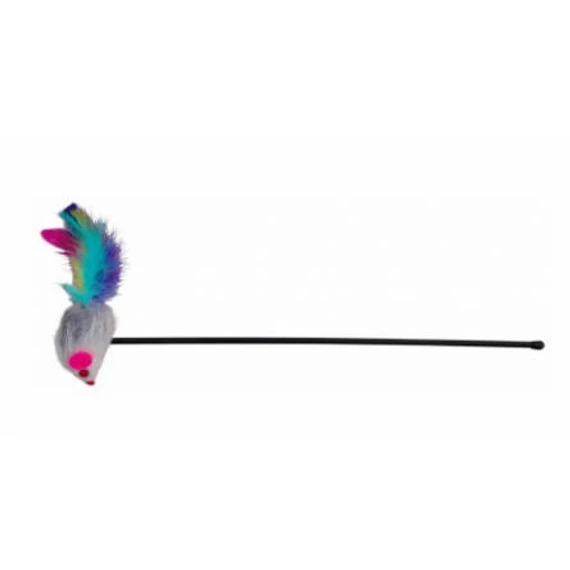 Trixie Playing Rod - játék macskapeca (tollas/egeres) macskák részére (50cm)