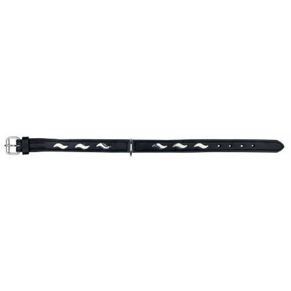 Trixie Leather collar - bőr nyakörv - fekete/fém (L) 48-56cm/30mm(18604)
