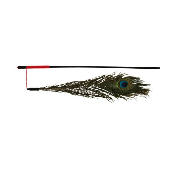 Trixie Playing Rod with Peacock Feather - játék macskapeca (pávatoll) macskák részére (47cm)