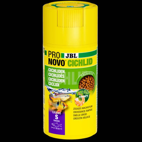 JBL Pronovo Cichlid Grano S - Alaptáp granulátum közepes méretű, 3-10 cm-es sügérek számára (100ml/52g)
