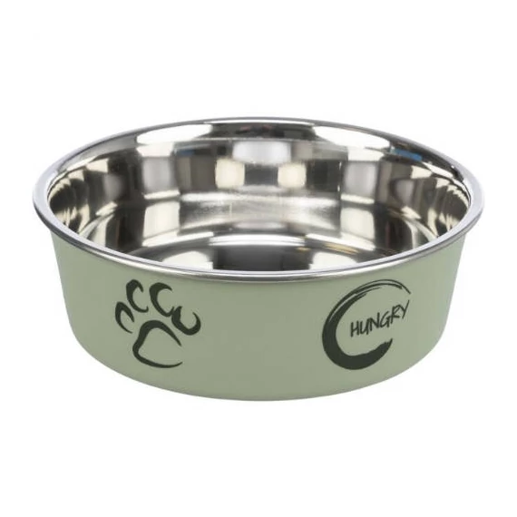 Trixie Stainless Steel Bowl - fémtál műanyag borítással (mintás, többféle színben) kutyák részére (0,45l/Ø14cm)