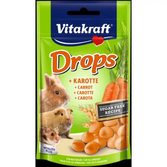 Vitakraft Drops (sárgarépa) - jutalomfalat rágcsálóknak (75g)