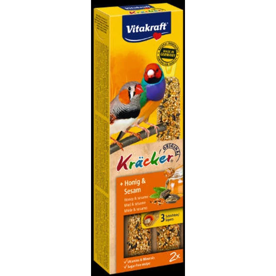 Vitakraft Kracker Dupla Rúd (méz,szezámmag) – kiegészítő eleség exoták részére (60g)