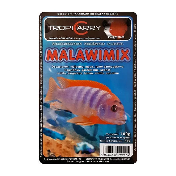 Fagyasztott TropiCarry Malawimix - díszhalak részére (100g/30 adag)