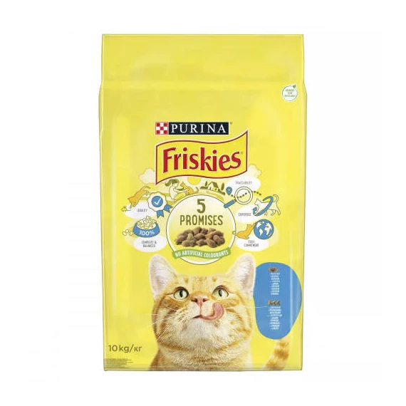 Friskies 5 Promises - szárazeledel (lazac,zöldség) felnőtt macskák részére (10kg)