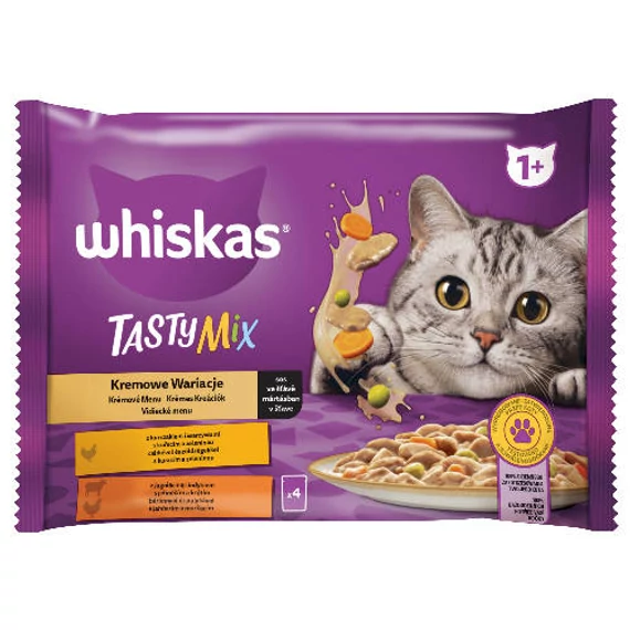 Whiskas TastyMix 1+ - Nedves eledel (csirke-zöldség,bárány,pulyka-, szószban) macskák részére