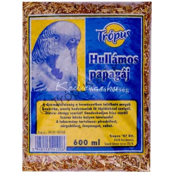 Trópus Z mag 600ml Hullámospapagáj