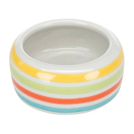 Trixie Ceramic Bowl - kerámia tál (fehér,csíkos) rágcsálók részére (50ml /Ø8cm)