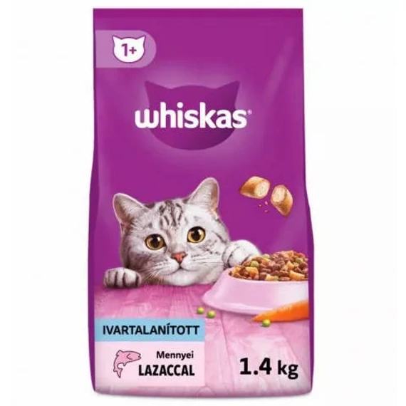 Whiskas Adult Sterile Salmon +1 - Szárazeledel (lazaccal) felnőtt macskák részére (1,4kg)