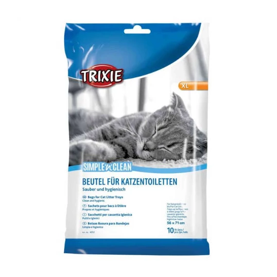 Trixie Simple'n'Clean Bags for Cat Litter Trays - zsák (átlátszó) alomtálcákhoz (XL) 56x71cm (10db)
