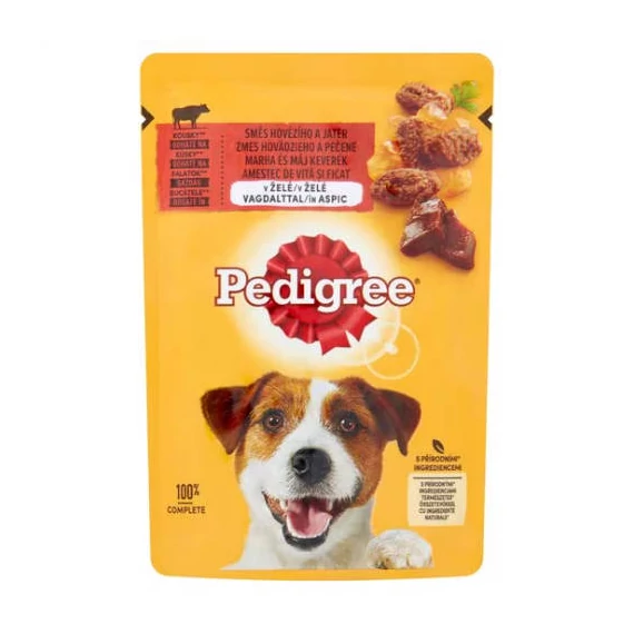 Pedigree Adult Beef&Liver - Nedves eledel (marha,máj aszpikban) kutyák részére (100g) 24db/#