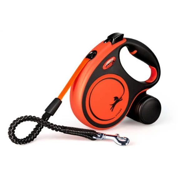 Flexi Xtreme "S" (black/orange) - szalagos automata póráz (5m) max:20kg