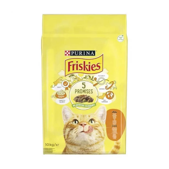 Friskies 5 Promises - szárazeledel (csirke,zöldség) felnőtt macskák részére (10kg)