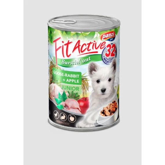 FitActive konzerv Junior (liba,nyúl,alma) - Nedves eledel kölyökkutyák részére (415g)