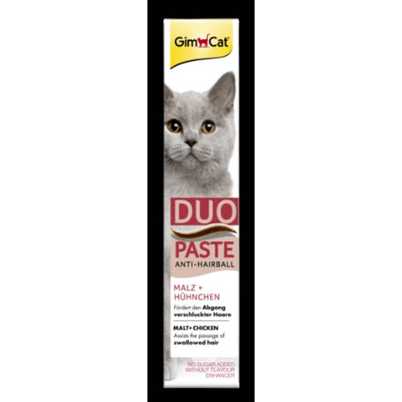GimCat Anti Hairball Duo Paste Hühnchen ,Malz - kiegészítő eleség (szőroldó) paszta macskák részére (50g)