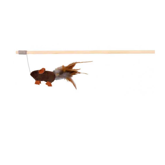 Trixie Playing Rod - játék macskapeca (plüss/tollas egeres) macskák részére (50cm)