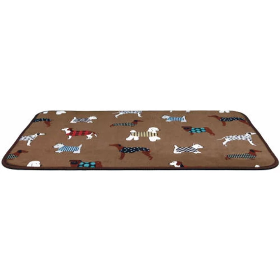 KT24:Trixie FunDogs Lying Mat - fekvő szőnyeg - (barna/mintás) kutyák részére (90x68cm)