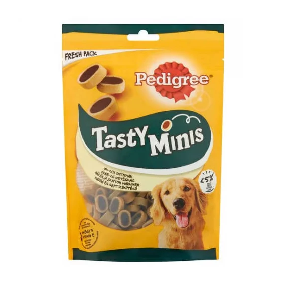 Pedigree Tasty Minis Cheesy Nibbles - jutalomfalat (marha,sajt) kutyák részére (140g)