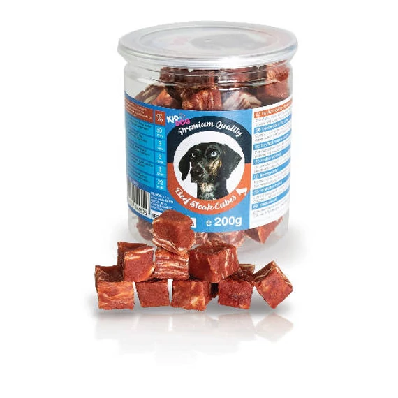 KidDog Beef Steak Cubes - jutalomfalat (marha) kutyák részére (200g)