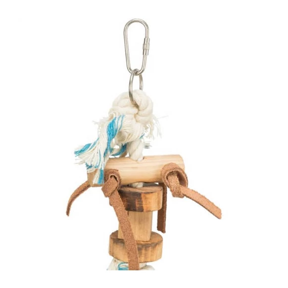 Trixie Wooden Toy on Rope - Fajáték kötéllel nagypapagájok részére (35cm)