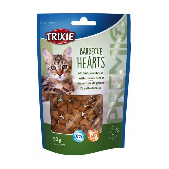 Trixie Premio Barbecue Hearts - jutalomfalat (csirkemell) macskák részére (50g)