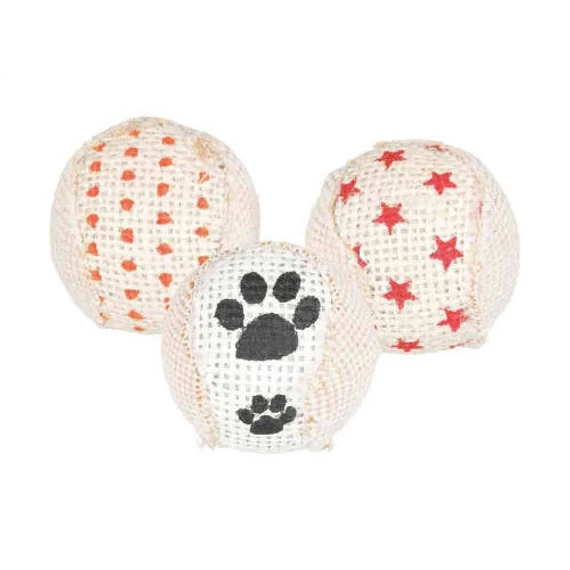 Trixie Rattling Balls set - juta játék (labda) macskák részére (Ø5cm) 3db
