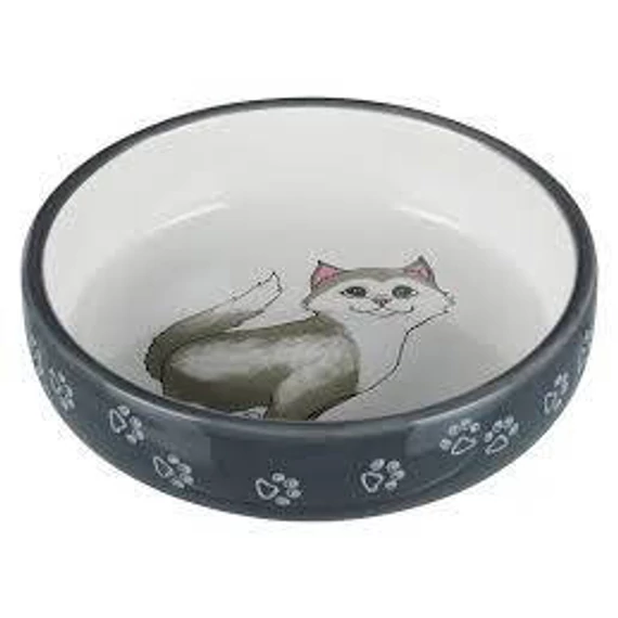 Trixie Ceramic Bowl - kerámia tál (fehér, mintás) macskák részére (0,3l /Ø15cm)