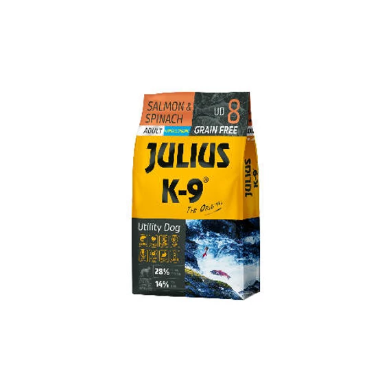 JULIUS K-9 UD8 Adult Utility Dog Hypoallergenic Salmon&Spinach (lazac&spenót) 10kg - Gabonamentes száraztáp, felnőtt kutyák részére