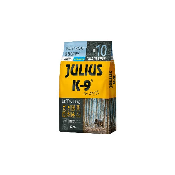 JULIUS K-9 UD10 Adult Utility Dog Hypoallergenic Wild boar&Berry (vaddisznó&bogyós gyümölcsök) 10kg - Gabonamentes száraztáp, felnőtt kutyák részére