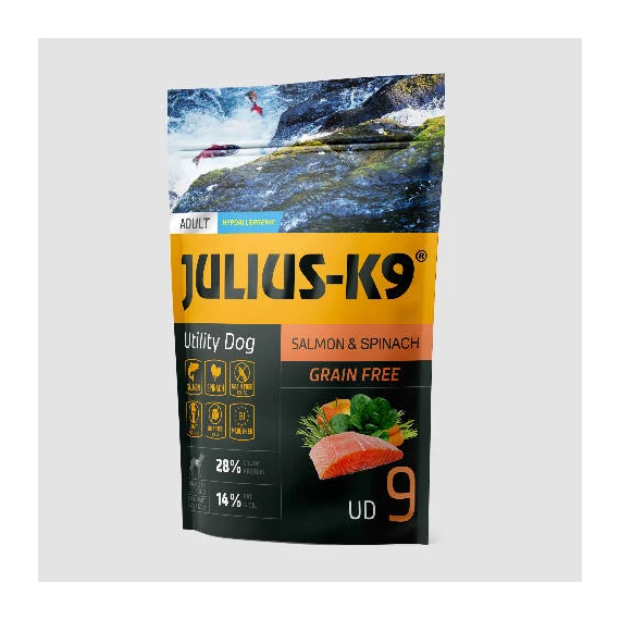 Julius K-9 Utility Dog Hypoallergenic Salmon,spinach Adult (lazac,spenót) száraztáp - Felnőtt kutyák részére (340g)