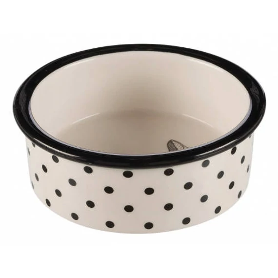 Trixie Ceramic Bowl - kerámiatál (macska minta, fehér/fekete) macskák részére (0,3l/Ø12cm)