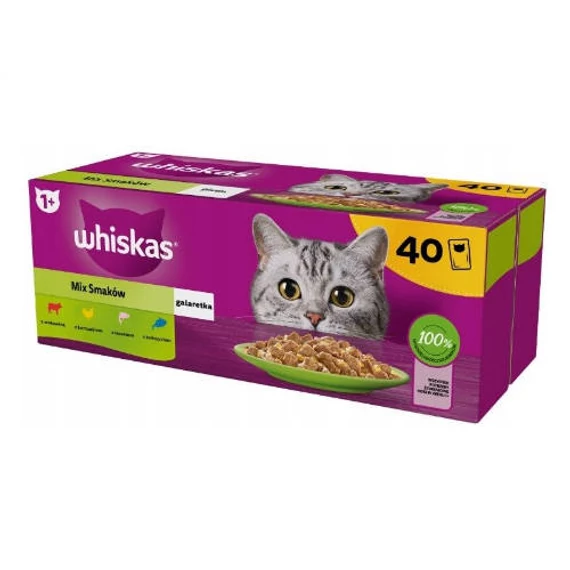 Whiskas Selection Menu – Nedves eledel (tonhal, lazac, csirke, marha aszpikban) macskák részére