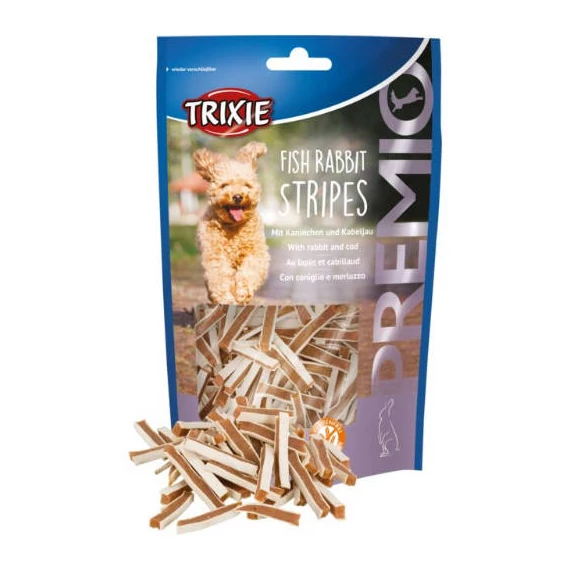 Trixie Premio Fish Rabbit Stripes - jutalomfalat (lhal,nyúl) kutyák részére (100g)