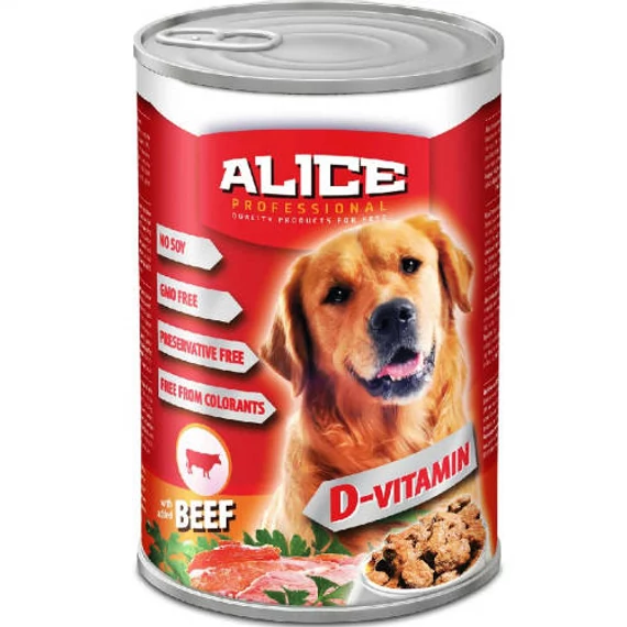 Alice Professional Dog konzerv - marha (1240g) nedves eledel kutyák részére
