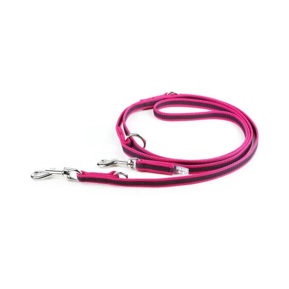 Julius K-9 Color&Gray - állítható póráz (pink-szürke,gumis) kutyák részére (14mm/2,2m)