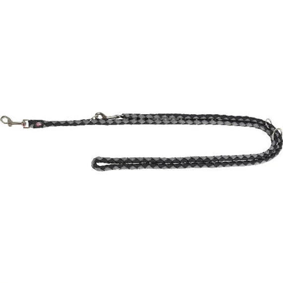 Trixie Cavo Adjustable Leash - póráz (fonott, fekete/ezüst) kutyák részére (S-M) 2m/12mm