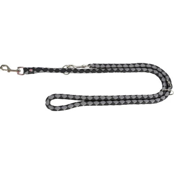 Trixie Cavo Leash - állítható, fonott póráz (fekete,ezüst) kutyák részére (L-XL) 2m/ø18mm