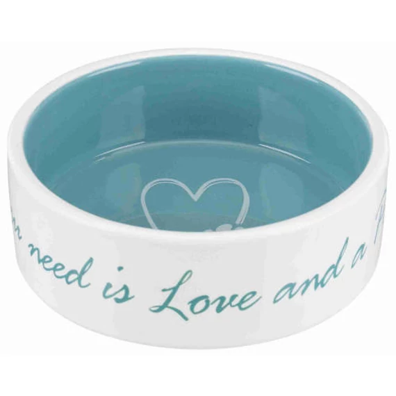 Trixie Pet's Home Ceramic Bowl - kerámia tál (mintás, fehér/petrolkék) kutyák és macskák részére (0,3l/Ø12cm)