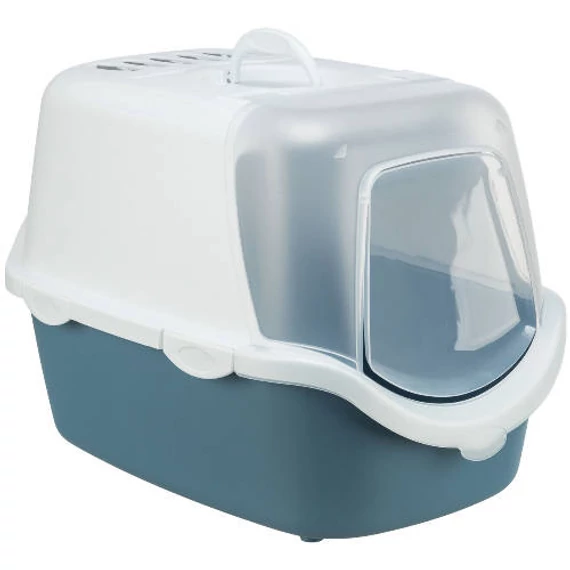 Trixie Vico Open Top Litter Tray, with Hood - fedeles macska wc (kék/fehér) macskák részére (40x40x56cm)