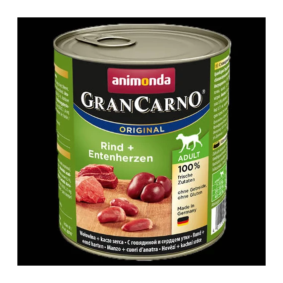 Animonda GranCarno Adult (marha,kacsaszív) konzerv - Felnőtt kutyák részére (800g)