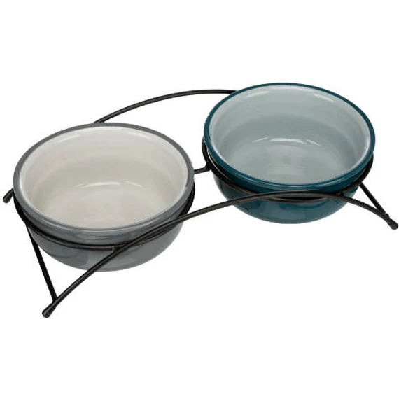 Trixie Ceramic Bowl Set - kerámia tál szett (petrol zöld/szürke) kutyák részére (2x0,6l /Ø15cm)