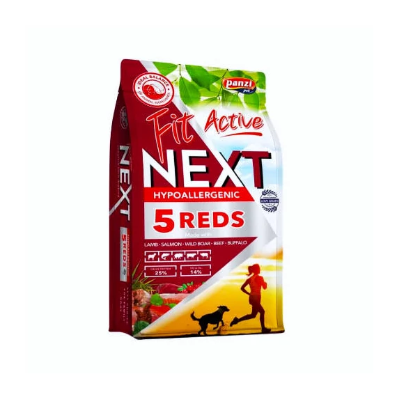 Panzi FitActive Next Hypoallergenic Five Reds Adult (vaddisznó,bárány,marha,bivaly,lazac) száraztáp - Felnőtt kutyák részére (3kg)