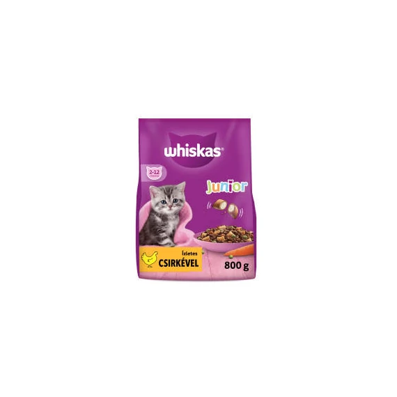 Whiskas Junior (2-12months)  - Szárazeledel (csirke) kölyökmacskák részére (800g)