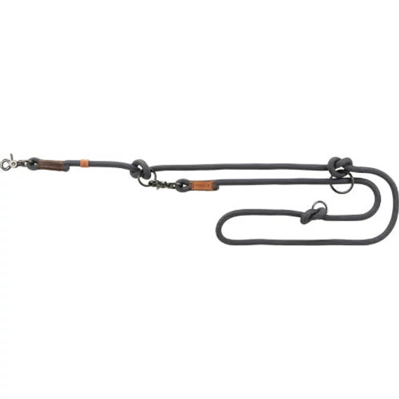 Trixie Be Nordic Leash - állítható póráz fonott kötélből (szürke/barna) S-M (2m/Ø8mm)