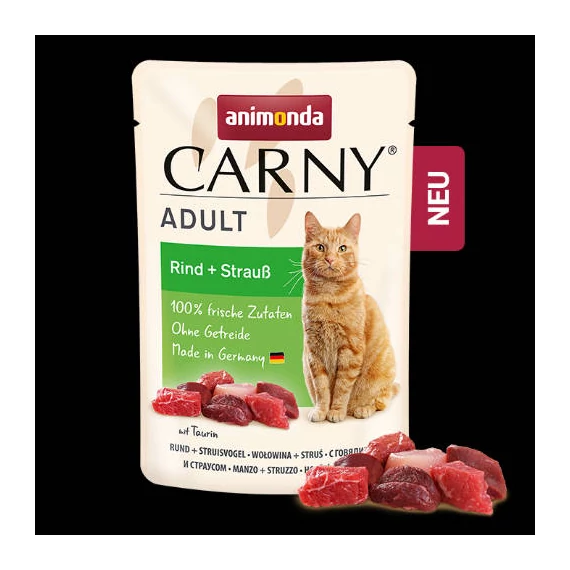 Animonda Carny Adult (marha,strucc) alutasakos - Felnőtt macskák részére (85g)