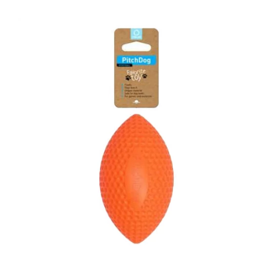 PitchDog Extremely Durable And Safe Football Dog Toy - játék (rögbi labda,narancssárga) kutyák részére (9cm)